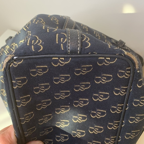 Dooney & Bourke | Black Canvas Leather Open Top Monogram DB Logo Shoulder Bag - Picture 13 of 17